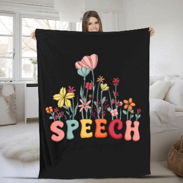 Discover Speech Therapy Speech Language Pathologist Therapist Floral Baseball Tees Fleece Blankets