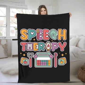 Discover Speech Therapy Therapist Pathologist SLP Session Case Worker Fleece Blankets