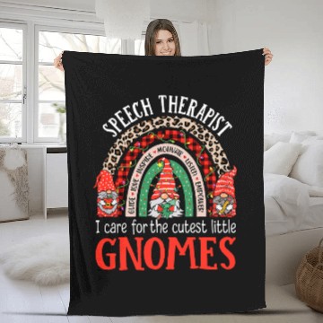 Discover Speech Therapy Gnomes Funny Christmas SLP Therapist Fleece Blankets