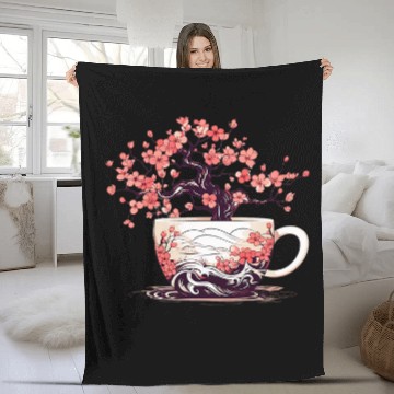 Discover Coffee Books And Cherry Blossoms Reading Tea 3 Fleece Blankets