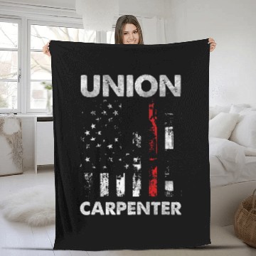 Discover Union Carpenter Labor Day Skilled Union Worker Laborer Fleece Blankets