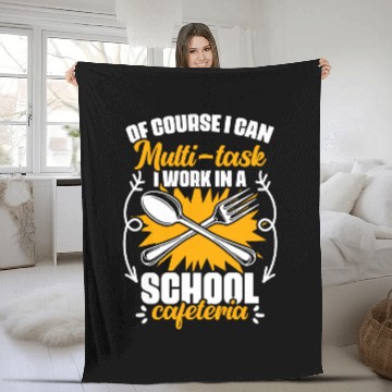 Discover Work In School Cafeteria Lunch Lady School Worker Cafeteria Fleece Blankets