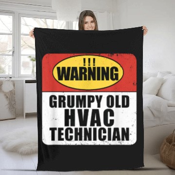 Discover Warning Grumpy Old HVAC Technician Baseball Tees Fleece Blankets