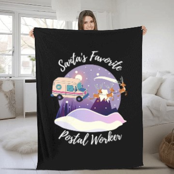 Discover mail carrier santa sleigh Postal worker Fleece Blankets