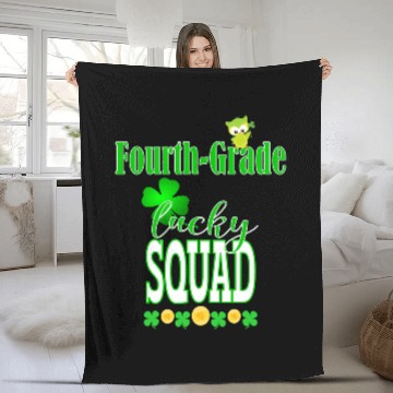 Discover St Patricks Fourth Grade Teacher Student Cute Owl Squad Fleece Blankets