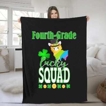 Discover St Patricks Fourth Grade Teacher Student Cute Llama Squad Fleece Blankets