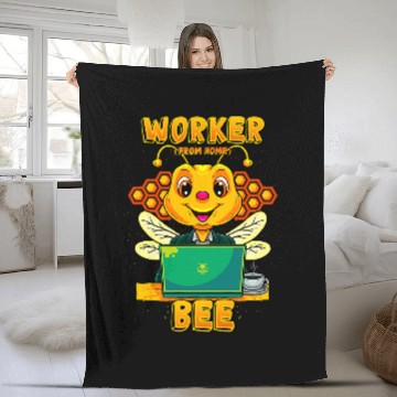 Discover Worker From homes Bee Fleece Blankets Funny Telecommuter Fleece Blankets