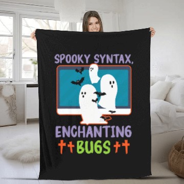 Discover Spooky Syntax Enchanting Bugs Spooky Programmer Halloween Fleece Blankets