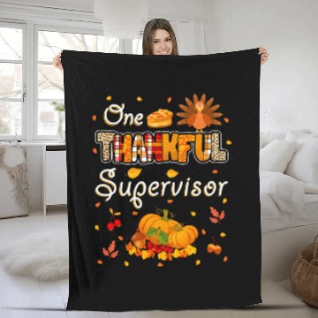 Discover One Thankful Supervisor Fall Leaves Autumn Thanksgiving Baseball Tees Fleece Blankets
