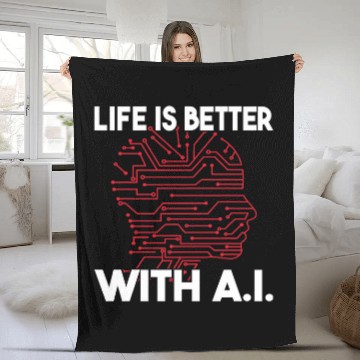 Discover Life is Better with AI robot men Artificial Intelligence Baseball Tees Fleece Blankets