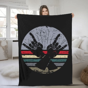 Discover Rock Roll Wrestling Mens Devil Horns 1 Fleece Blankets