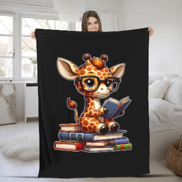 Discover Funny giraffe reading Bookworm Book Lovers Fleece Blankets