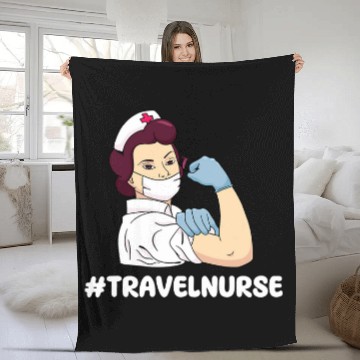 Discover Proud Travel nurses Outfit Registered nurses Zip Fleece Blankets
