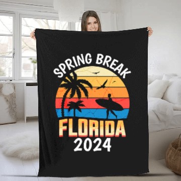 Discover Spring Break Florida 2024 College Student Spring Break Fleece Blankets