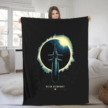 Discover Submariner Quote UBoat Total Solar Eclipse Submarine Fleece Blankets