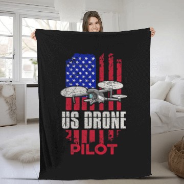 Discover Quadcopter Flying Design for a Patriotic Drone Pilot Fleece Blankets