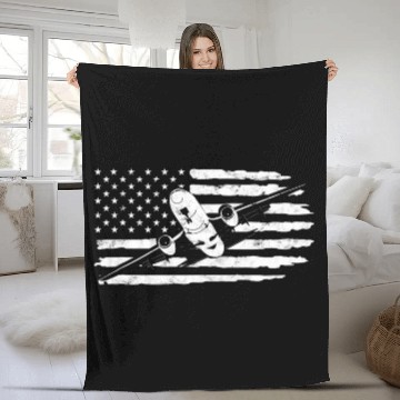Discover US Flag Airplane Patriotic American Pilot Airplane Captain Baseball Tees Fleece Blankets