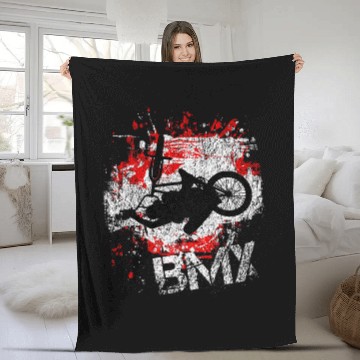 Discover BMX cyclist sprints in red distressed style Baseball Tees Fleece Blankets
