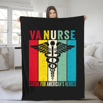 Discover VA nurses Caring For Americans Heroes Retro Vintage Fleece Blankets