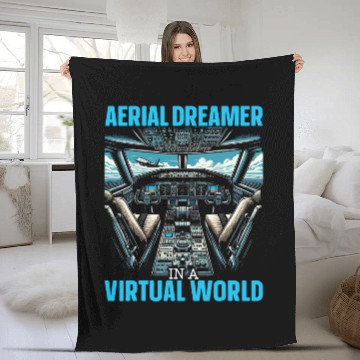 Discover Flight Simulator Aviation Console Pilot Flight Simulation 3 Fleece Blankets