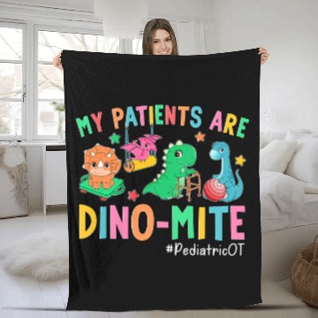 Discover Pediatric Occupational Therapy OT Assistant Cute Dinosaur Baseball Tees Fleece Blankets