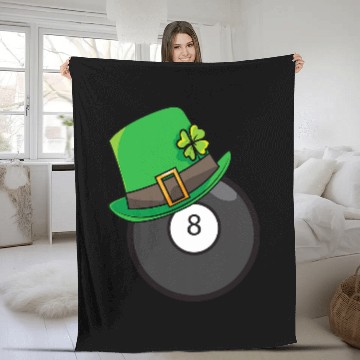 Discover Fun St Patricks Day Billiard Lucky Pool Player 8 Ball Zip Fleece Blankets