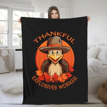 Discover Explosives Worker Funny Thanksgiving Turkey Fall Zip Fleece Blankets