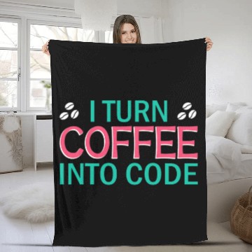 Discover I Turn Coffee Into Code Coding Pun Computer Programmer 2 Fleece Blankets