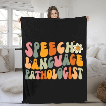 Discover SLP Speech Language Pathologist Retro Speech Therapy Baseball Tees Fleece Blankets