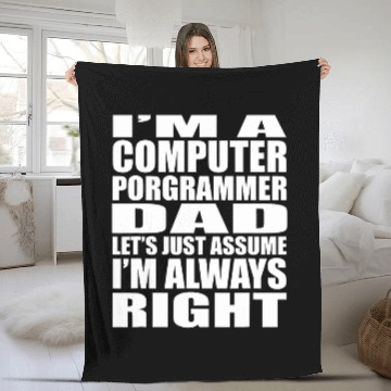 Discover Funny Coder Software Engineer Programming Programmer Dad Fleece Blankets