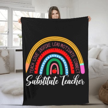 Discover Substitute Teacher Boho Rainbow Back To School Fleece Blankets
