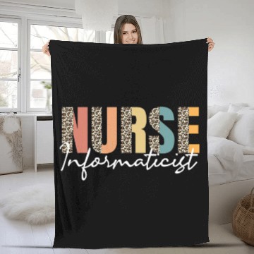 Discover nurses Informaticist Leopard Pattern Nursing Informatics Fleece Blankets