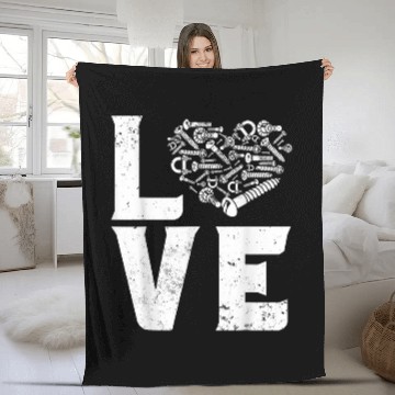 Discover LOVE Auto Mechanic Car mechanical engineer Garage Guy Fleece Blankets