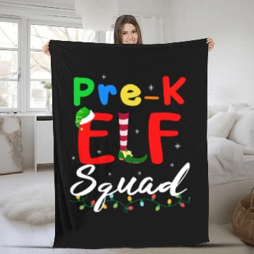 Discover PreK ELF Squad Funny Christmas ELF Teacher Student Matching Fleece Blankets
