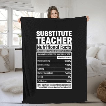 Discover Substitute Teacher Nutritional Facts Funny Appreciation Baseball Tees Fleece Blankets