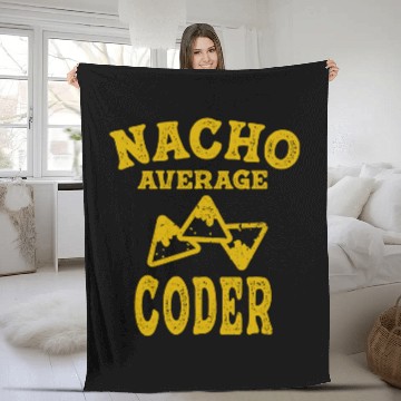 Discover Funny coder programming Nacho average programmer coding taco Fleece Blankets