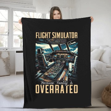 Discover Flight Simulator Aviation Console Pilot Flight Simulation 5 Fleece Blankets