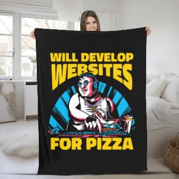 Discover Web Developer Pizza Computer Coder Programmer Web Dev Fleece Blankets