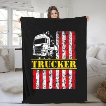 Discover Trucker Funny Truck Driver 46 Fleece Blankets