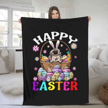 Discover pekingese dog happy easter bunny eggs easter Fleece Blankets