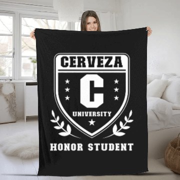 Discover Funny CERVEZA UNIVERSITY Honor Student Fleece Blankets
