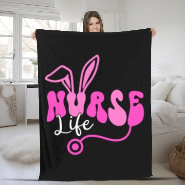 Discover Happy Easter Day nurses Life Stethoscope Nursing Easter Bunny Fleece Blankets