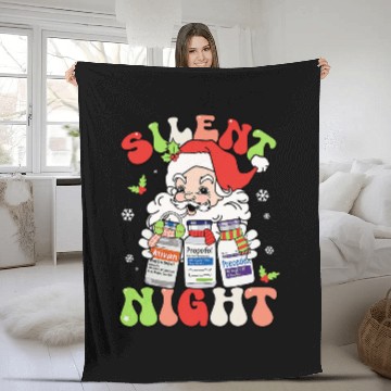 Discover Silent Night Christmas nurses Santa Helpers Anesthesiologist Fleece Blankets