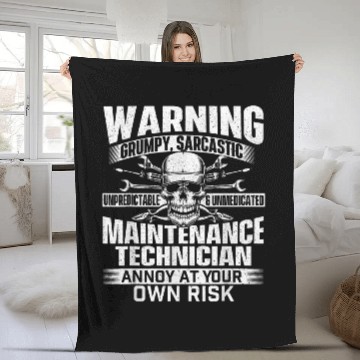 Discover Grumpy Sarcastic Maintenance Technician Repairman Handyman Fleece Blankets