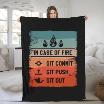 Discover In Case Of Git Commit Git Push Git Out Programmer Coder Fleece Blankets