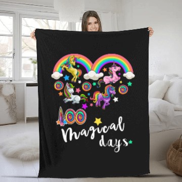Discover Rainbow Unicorns 100 Magical Days Kids Student Colorful Fleece Blankets