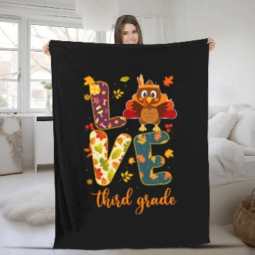 Discover love third grade happy fall yall autumn teacher student Fleece Blankets