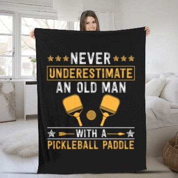 Discover Mens Never underestimate an old man with a pickleball paddle Fleece Blankets