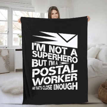 Discover Superhero Postal Worker Baseball Tees Fleece Blankets