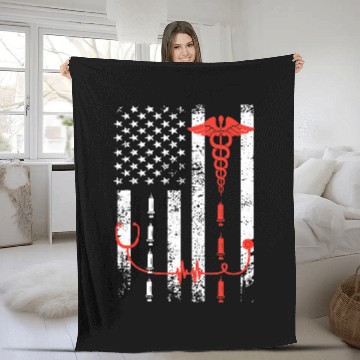 Discover nurses US American Flag Nursing Student America Fleece Blankets